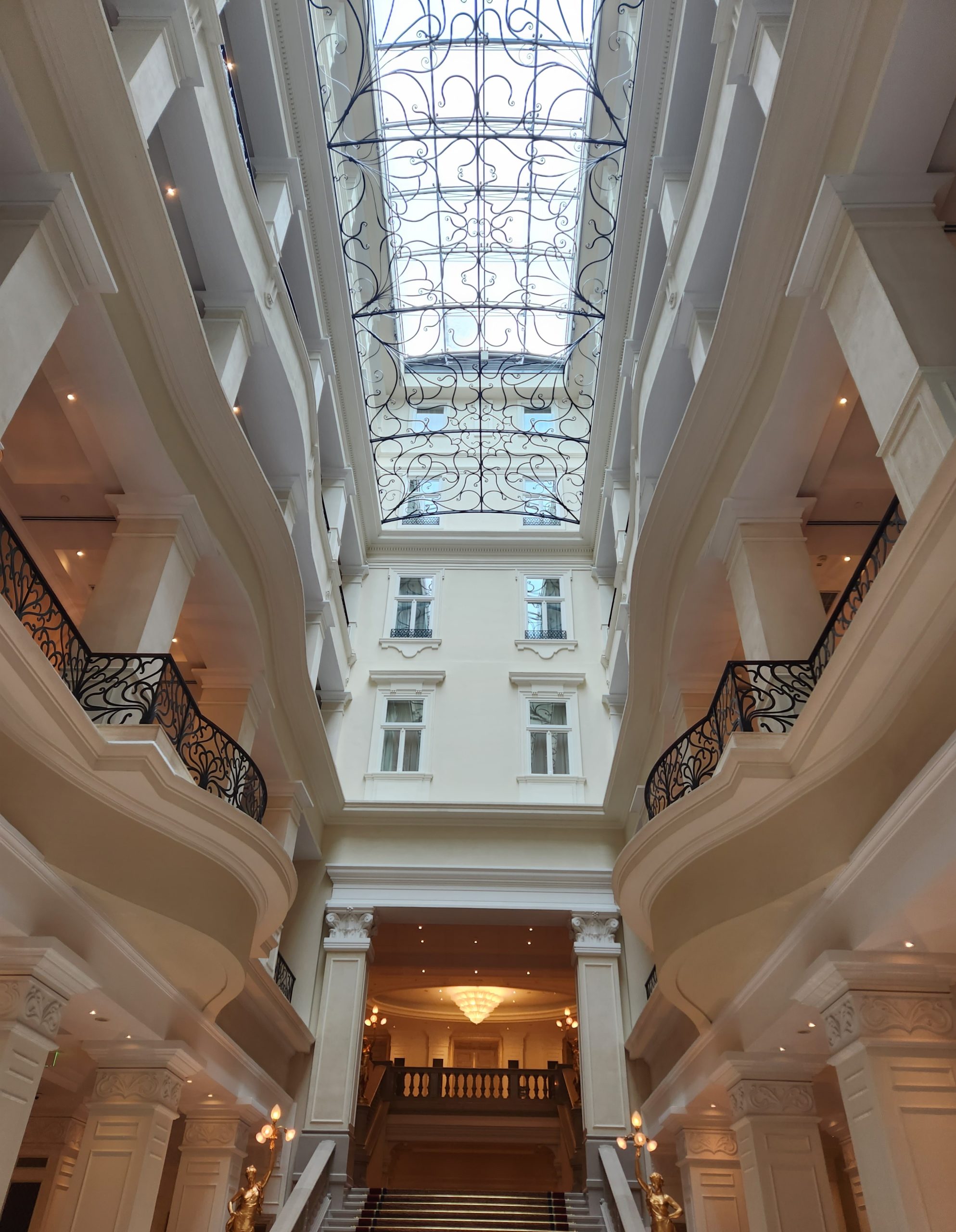 A view of the Corinthia’s elegant lobby